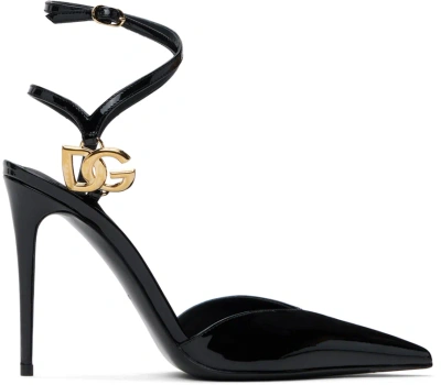 Dolce & Gabbana Black Lollo Heels In 80999 Nero