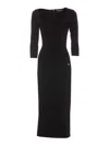 Dolce & Gabbana Viscose Jersey 3/4 Sleeve Midi Dress In Black