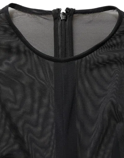 Dolce & Gabbana Black Long Sleeve Sheer Fitted Maxi Dress