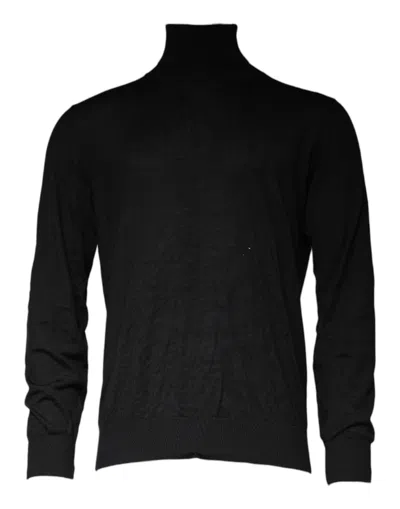 Pre-owned Dolce & Gabbana Dark Blue Wool Crew Neck Pullover Men's Sweater () In Black