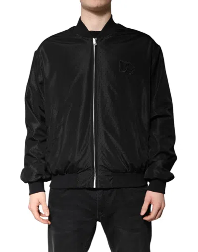 Pre-owned Dolce & Gabbana Black Long Sleeves Full Zip Bomber Men's Jacket ()