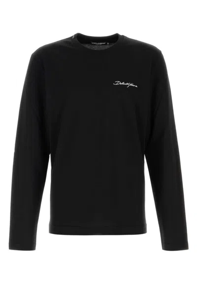 DOLCE & GABBANA BLACK LONG SLEEVES LOGO T-SHIRT