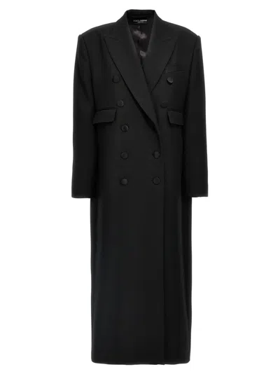 DOLCE & GABBANA BLACK LONG TUXEDO COAT