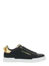 Dolce & Gabbana Black Low Top Sneakers With Logo Lettering On The Tongue And Logo Detail On The Heel In Leather Woma