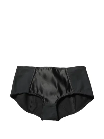 Dolce & Gabbana Black Low-waist Satin Culotte Hot-pant Shorts
