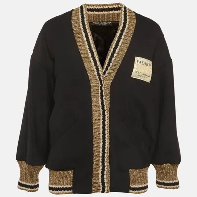Pre-owned Dolce & Gabbana Black Lurex Knit Trim Gabardine Jacket S