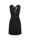 Dolce & Gabbana Black Lurex Mesh Pleated Minidress In Black