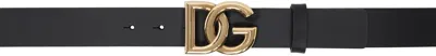 Dolce & Gabbana Black Lux Leather Belt In 8e831 Nero/oro