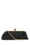 Dolce & Gabbana Maria Nappa Leather Ruched Clutch In Black