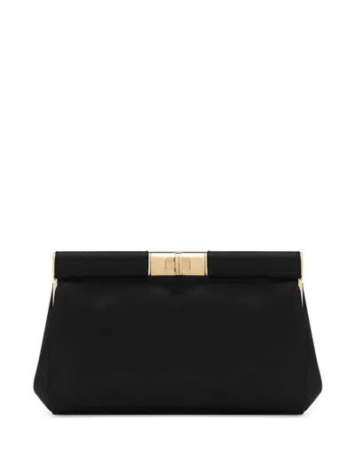 Dolce & Gabbana Black Marlene Small Satin Clutch Bag