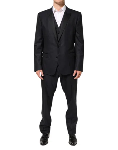Dolce & Gabbana Black Martini 2 Buttons Suit 3 Piece Suit In Animal Print