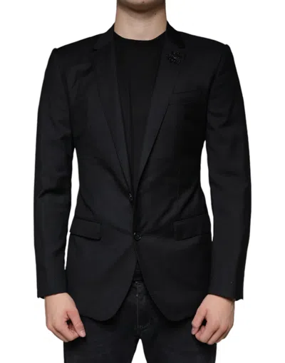 Dolce & Gabbana Black Martini Bee Single Breasted Men's Blazer