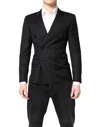 Dolce & Gabbana Black Martini Double Breasted Coat Blazer
