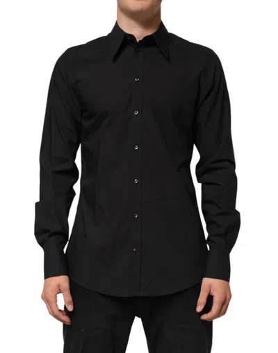 Dolce & Gabbana Black Martini Slim Fit Dress Formal Men Men's Shirt In Red