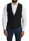 Dolce & Gabbana Black Staff Wool Striped Vest In Black