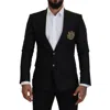 Dolce & Gabbana Single-breasted Wool And Cashmere Jacket With Dg Patch In Black
