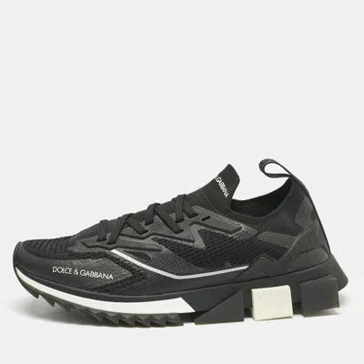 Pre-owned Dolce & Gabbana Black Mesh And Rubber Sorrento Lace Up Sneakers Size 43.5