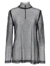 Dolce & Gabbana Delicate High Neck Mesh Blouse In Black