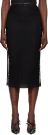 Dolce & Gabbana Black Mesh Calf-length Pencil Midi Skirt In N0000 Nero
