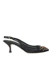 Dolce & Gabbana Black Mesh Embellished Heel Slingbacks Shoes In Black