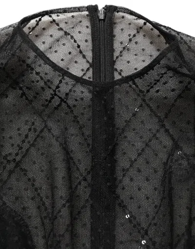 Dolce & Gabbana Black Mesh Lace Long Sleeved Maxi Gown Dress
