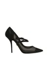 Dolce & Gabbana Black Mesh Mary Jane High Heels Pumps Shoes In Black