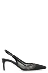 Dolce & Gabbana Vernice Patent Leather-trimmed Mesh Slingback Pumps