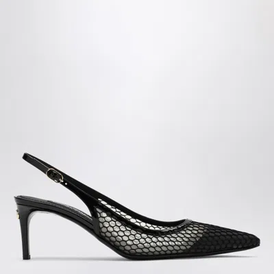 DOLCE & GABBANA BLACK MESH SLINGBACK