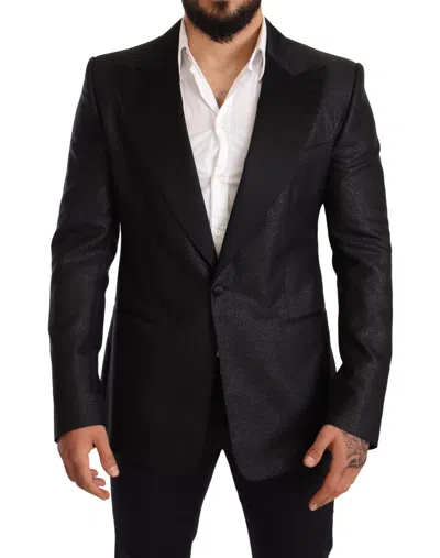 Dolce & Gabbana Black Metallic Slim Jacket Tuxedo Men's Blazer