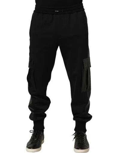 Dolce & Gabbana Black Mid Waist Cargo Jogger Sweatpants Pants