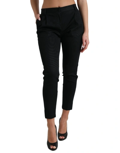 Dolce & Gabbana Black Mid Waist Skinny Cropped Trousers