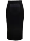 Dolce & Gabbana Midi Skirt In Powernet And Satin In Black