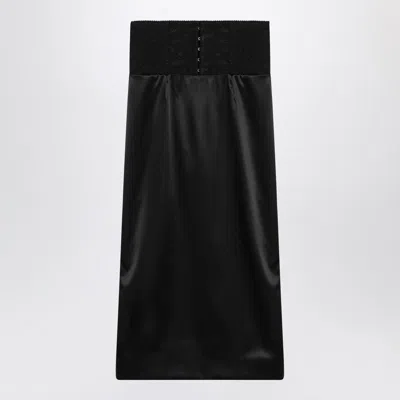 DOLCE & GABBANA BLACK MIDI SKIRT WITH CORSET BELT