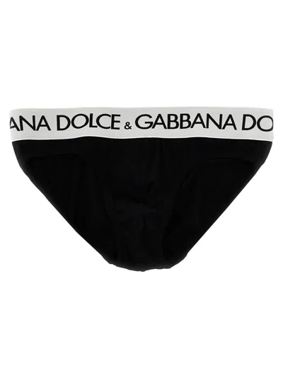 DOLCE & GABBANA BLACK MIDI STRETCH COTTON BRIEF