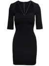Dolce & Gabbana Black Short Dress With Three Quarter Length Sleeves In Black