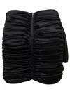 Dolce & Gabbana Short Black Draped Skirt With Bow Detail In Stretch Silk Woman In Black