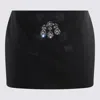 Dolce & Gabbana Black Bow-embellished Satin Mini Skirt In Black
