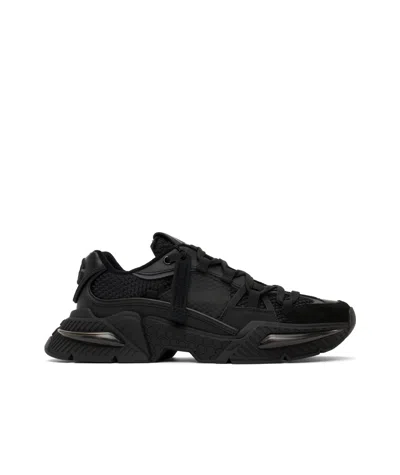 DOLCE & GABBANA BLACK MIXED-MATERIAL AIRMASTER SNEAKERS