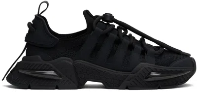 Dolce & Gabbana Black Mixed-material Airmaster Sneakers In 8b956 Nero/nero