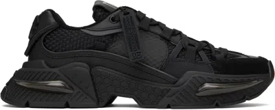 DOLCE & GABBANA BLACK MIXED-MATERIAL AIRMASTER SNEAKERS