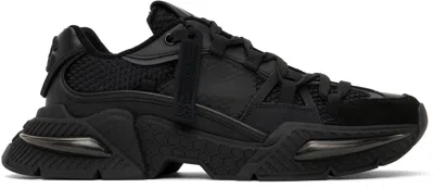DOLCE & GABBANA BLACK MIXED-MATERIAL AIRMASTER SNEAKERS