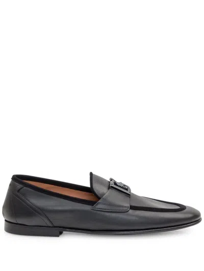 DOLCE & GABBANA DOLCE & GABBANA BLACK MOCCASIN WITH LOGO PLAQUE