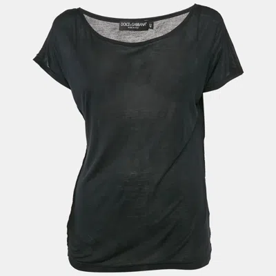 Pre-owned Dolce & Gabbana Black Modal Knit Round Neck Top M