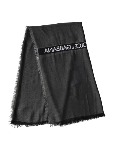 Dolce & Gabbana Black Modal Warmer Shawl Fringes 140cm X 134cm Men Scarf