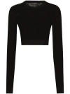 DOLCE & GABBANA MONOGRAM CROPPED KNIT TOP - WOMEN'S - VISCOSE/POLYESTER