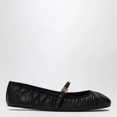 DOLCE & GABBANA BLACK NAPPA BALLERINA