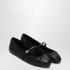 Dolce & Gabbana Black Ballerinas With Metallic Logo And Strap In Leather Woman