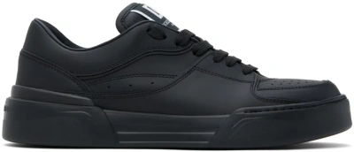 Dolce & Gabbana Black Nappa Calfskin New Roma Sneakers In 80999 Nero