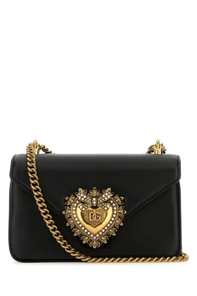 Dolce & Gabbana Black Nappa Leather Devotion Shoulder Bag In Nero
