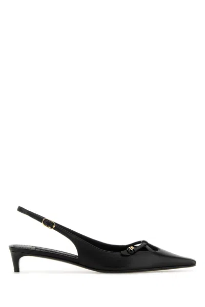 DOLCE & GABBANA BLACK NAPPA LEATHER PUMPS